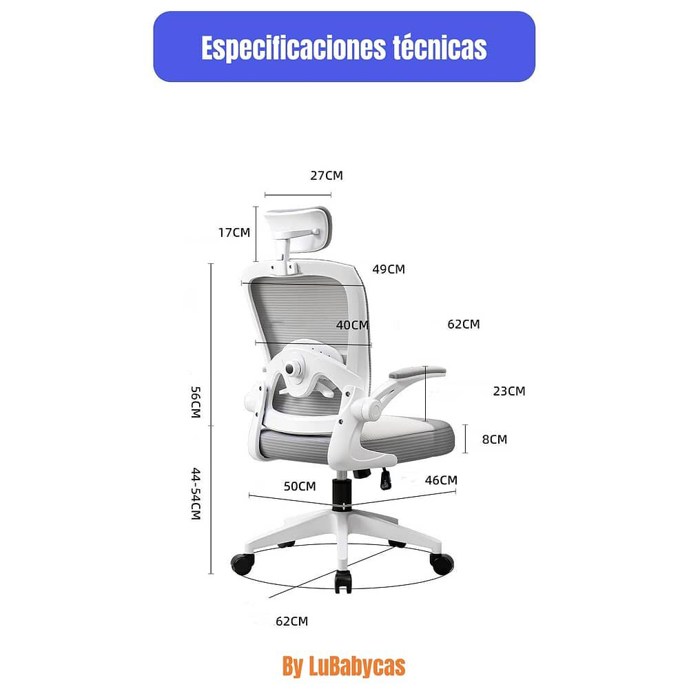 Silla De Escritorio Con Apoya Cabeza Negra By Lubabycas image number 3.0