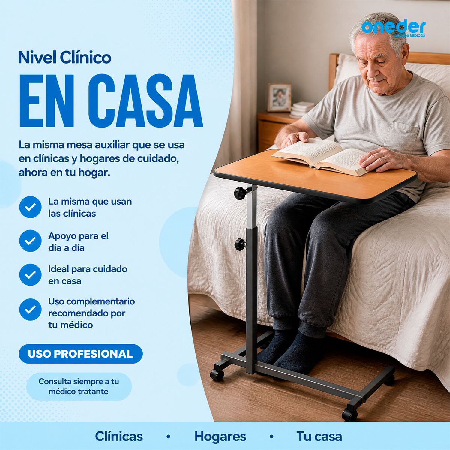 Mesa Reclinable Lateral Hospitalario Cama Altura Ajustable 1101a image number 4.0
