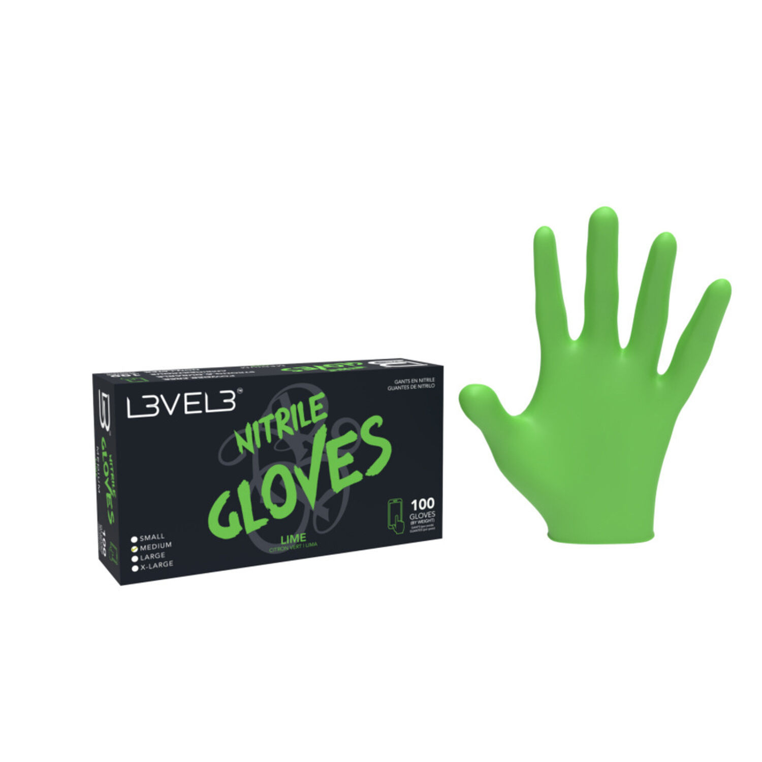 Guantes Level 3 De Nitrilo Color Lima Talla L image number 0.0