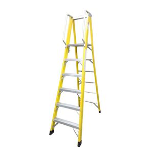 Escalera Tipo Tijera De Fibra / Aluminio Con Plataforma 6 Peldaños - Toolmax