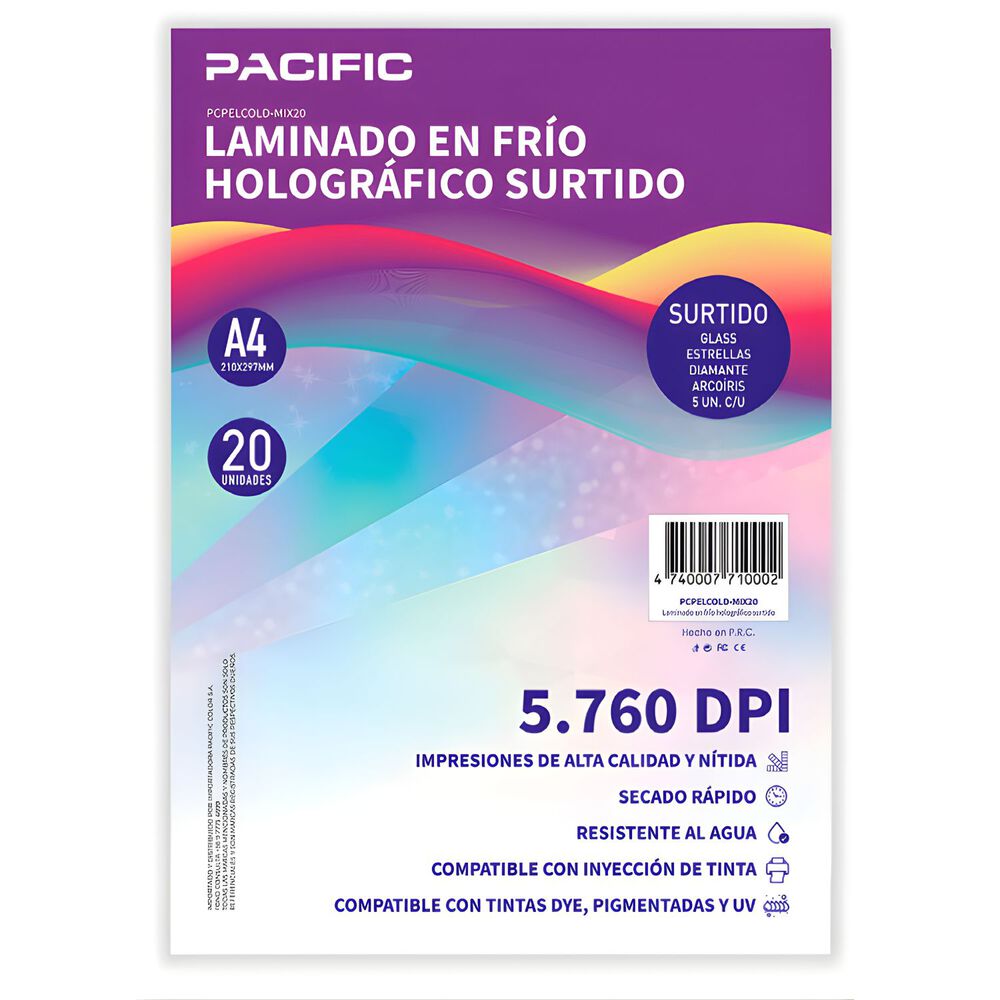 Laminado Frio Holografico 20 Hojas Surtido A4 - Ps image number 0.0