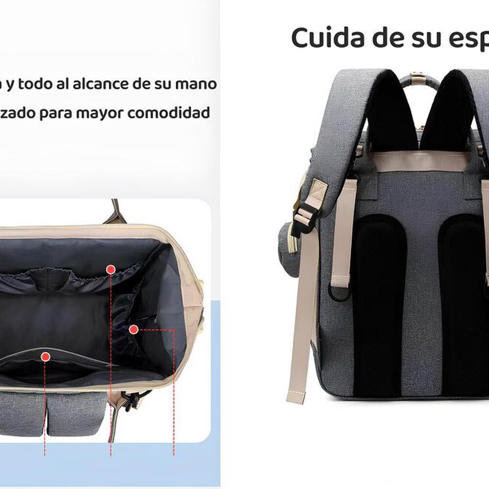 Mochila Maternal Lubabycas Impermeable Con Accesorios Negra image number 5.0