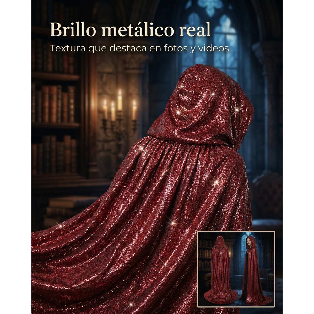 Capa Glitter Brillante Con Capucha Para Cosplay Y Disfraz image number 8.0