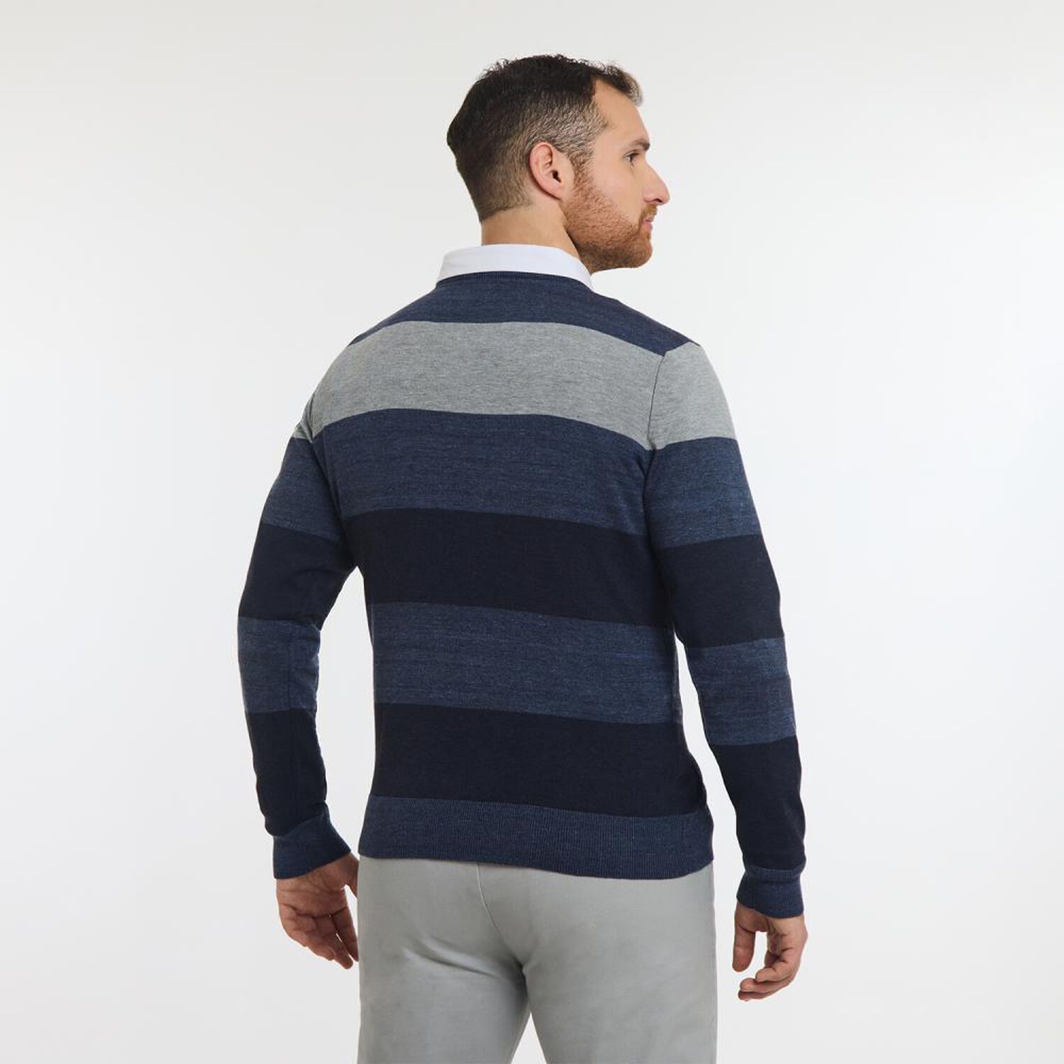Sweater Rayas Regular Manga Larga Cuello Redondo Hombre Herald image number 3.0