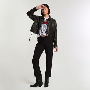 Chaqueta Ecocuero Amarras Laterales Cuello Camisero Mujer Rolly Go
