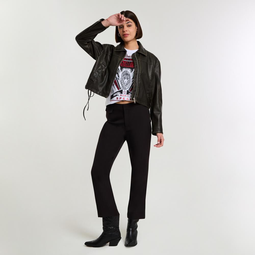 Chaqueta Ecocuero Amarras Laterales Cuello Camisero Mujer Rolly Go image number 1.0