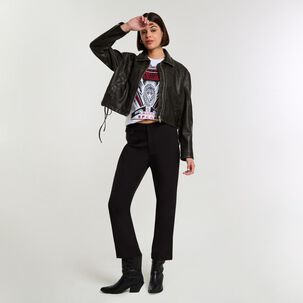 Chaqueta Ecocuero Amarras Laterales Cuello Camisero Mujer Rolly Go Chaqueta Ecocuero Amarras Laterales Cuello Camisero Mujer Rolly Go