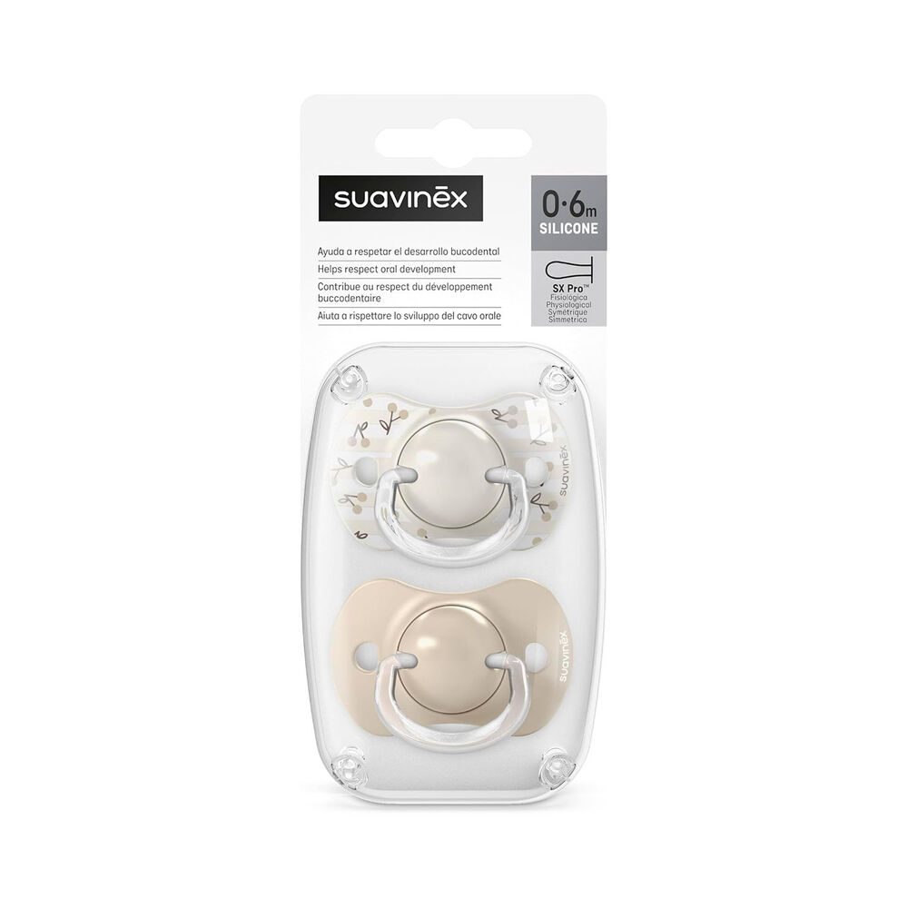Chupete Sx Pro Fisiol&oacute;gico Silicona 0/6m 2u Birdies Beige image number 1.0