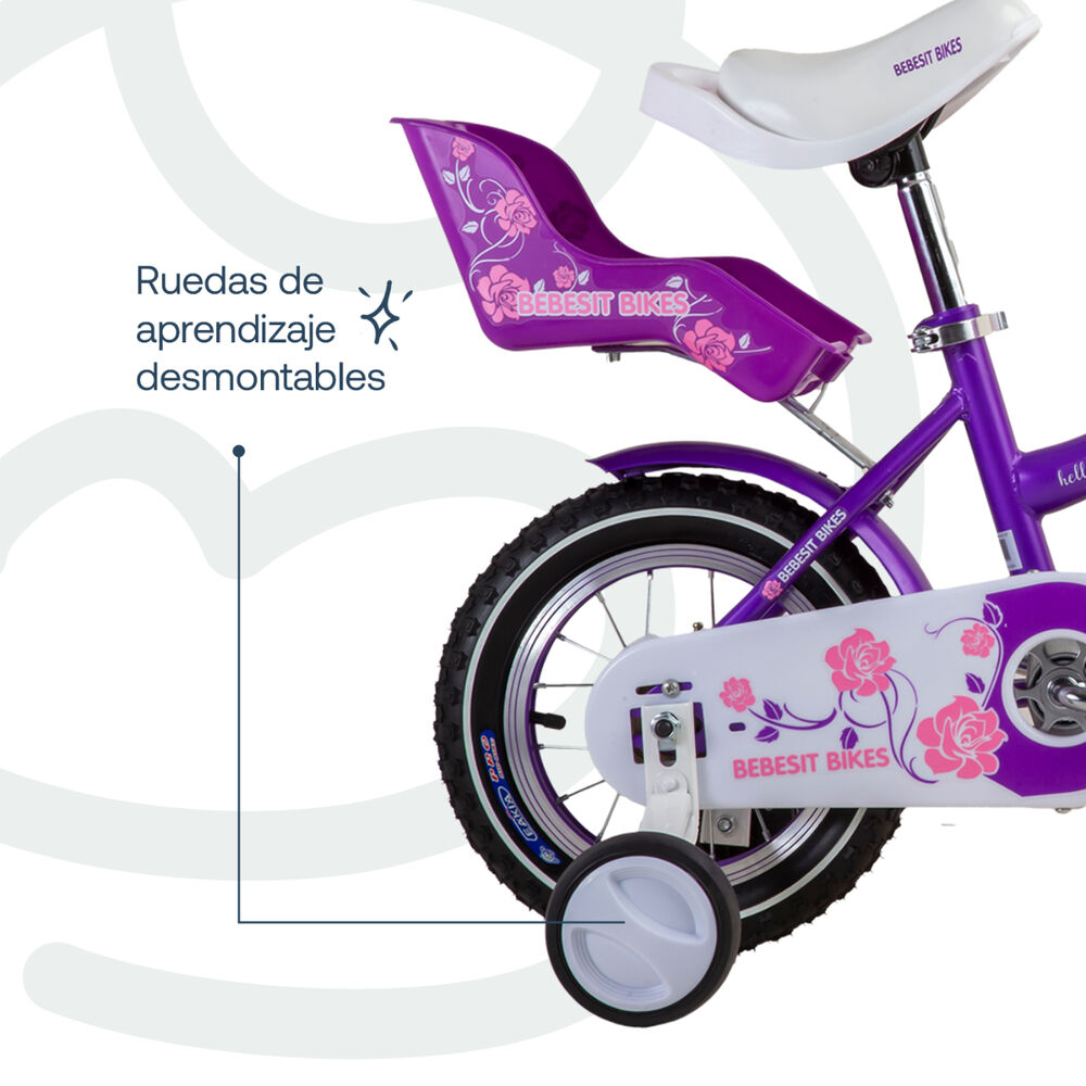 Bicicleta Infantil Queen Aro 12 Morada Bebesit image number 5.0