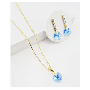 Conjunto Romance Gold Cristales Genuinos Aquamarine