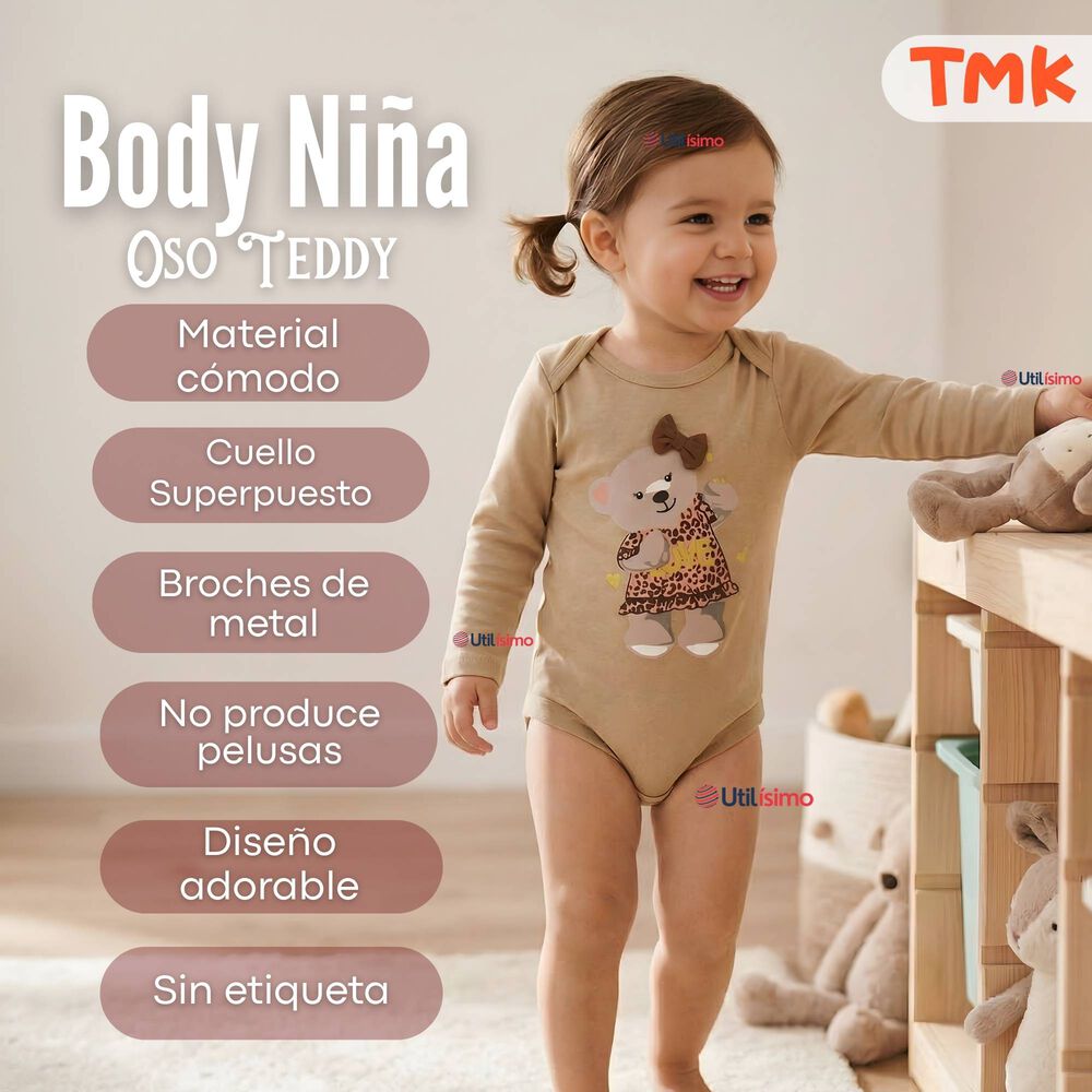 Pack 5 Bodys Manga Larga 100% Algod&oacute;n Beb&eacute; Ni&ntilde;a Sweet And Wild image number 3.0