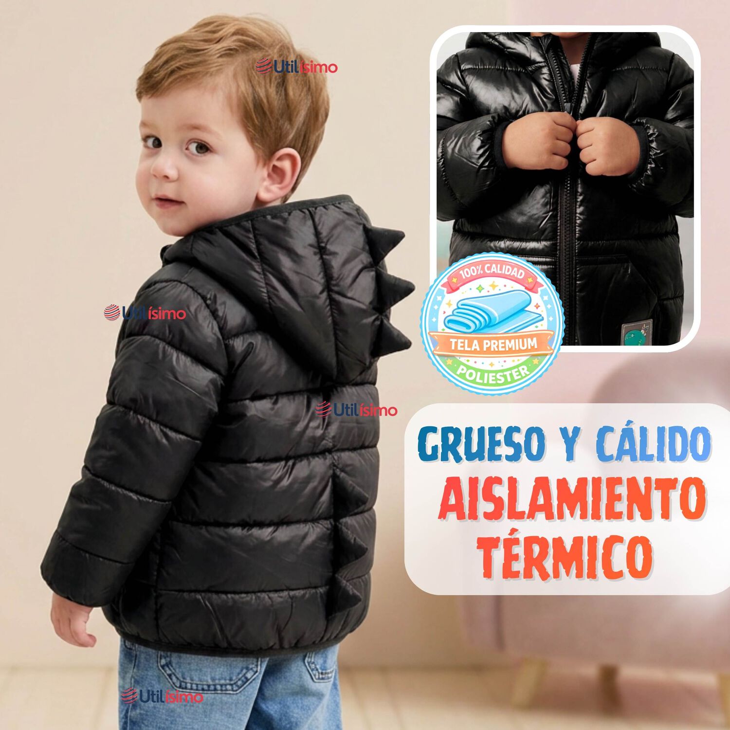 Parka Dinosaurio Con Capucha Manga Larga Ni&ntilde;o Jump Kids image number 4.0