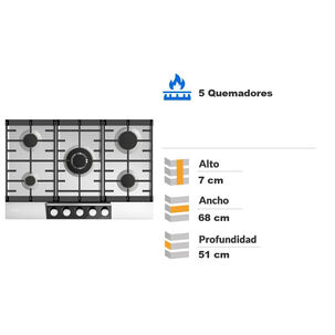 Encimera A Gas Ursus Trotter GS-75T GL / 5 Quemadores