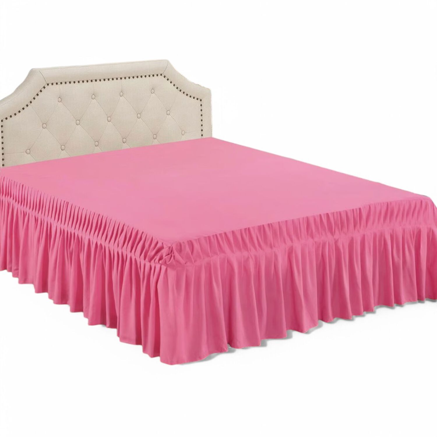 Faldon Para Cama De 1.5 Plazas Color Rosado image number 0.0