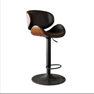 Pack 2 Sillas Bar Taburete Madera Pu Negro/negro Cisne