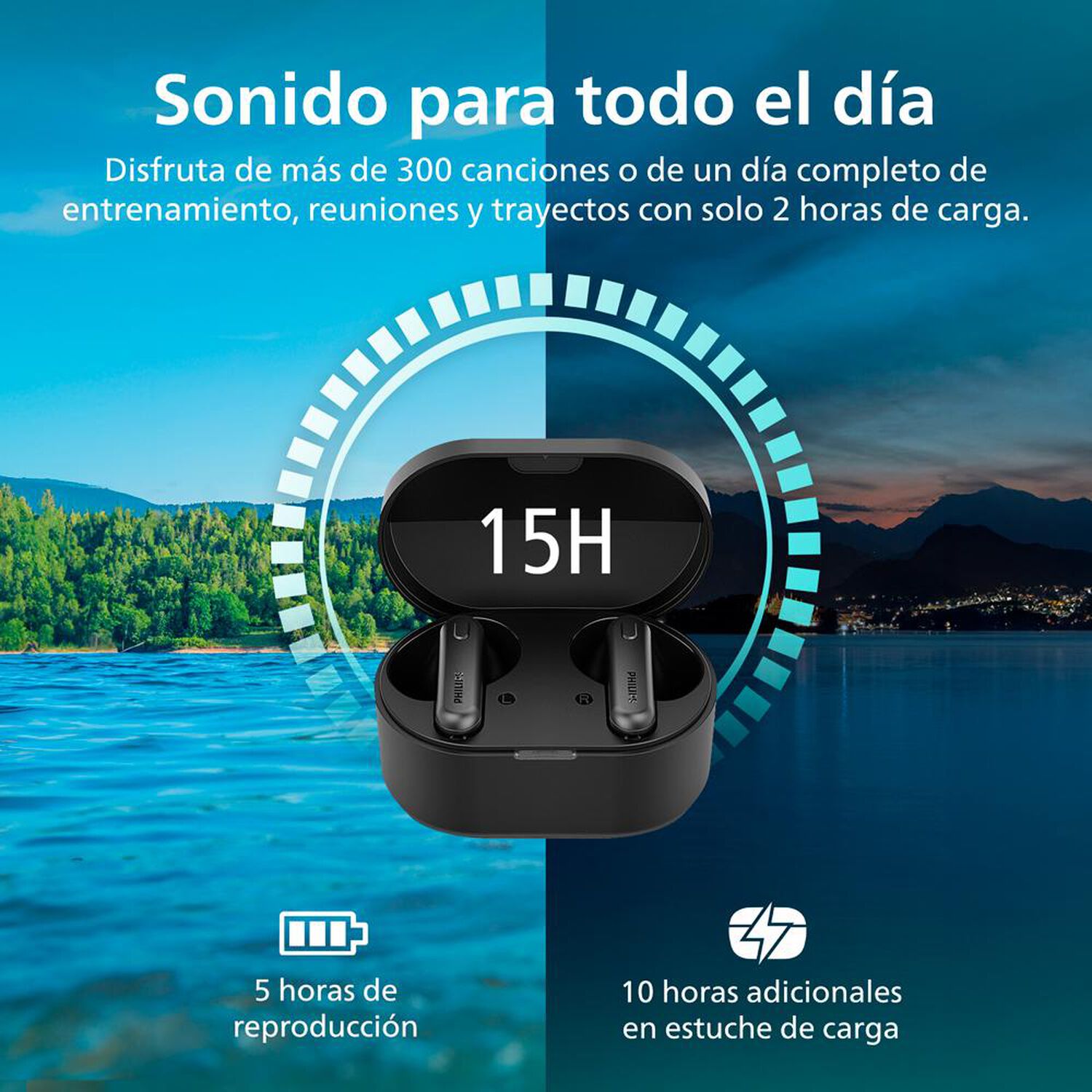 Aud&iacute;fonos Bluetooth Philips TAT1108BK image number 3.0