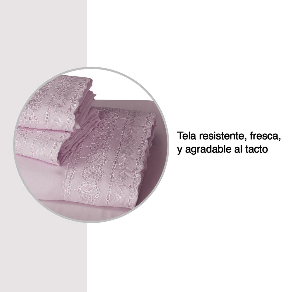 Sábana Broderie King Palo Rosa image number 3.0