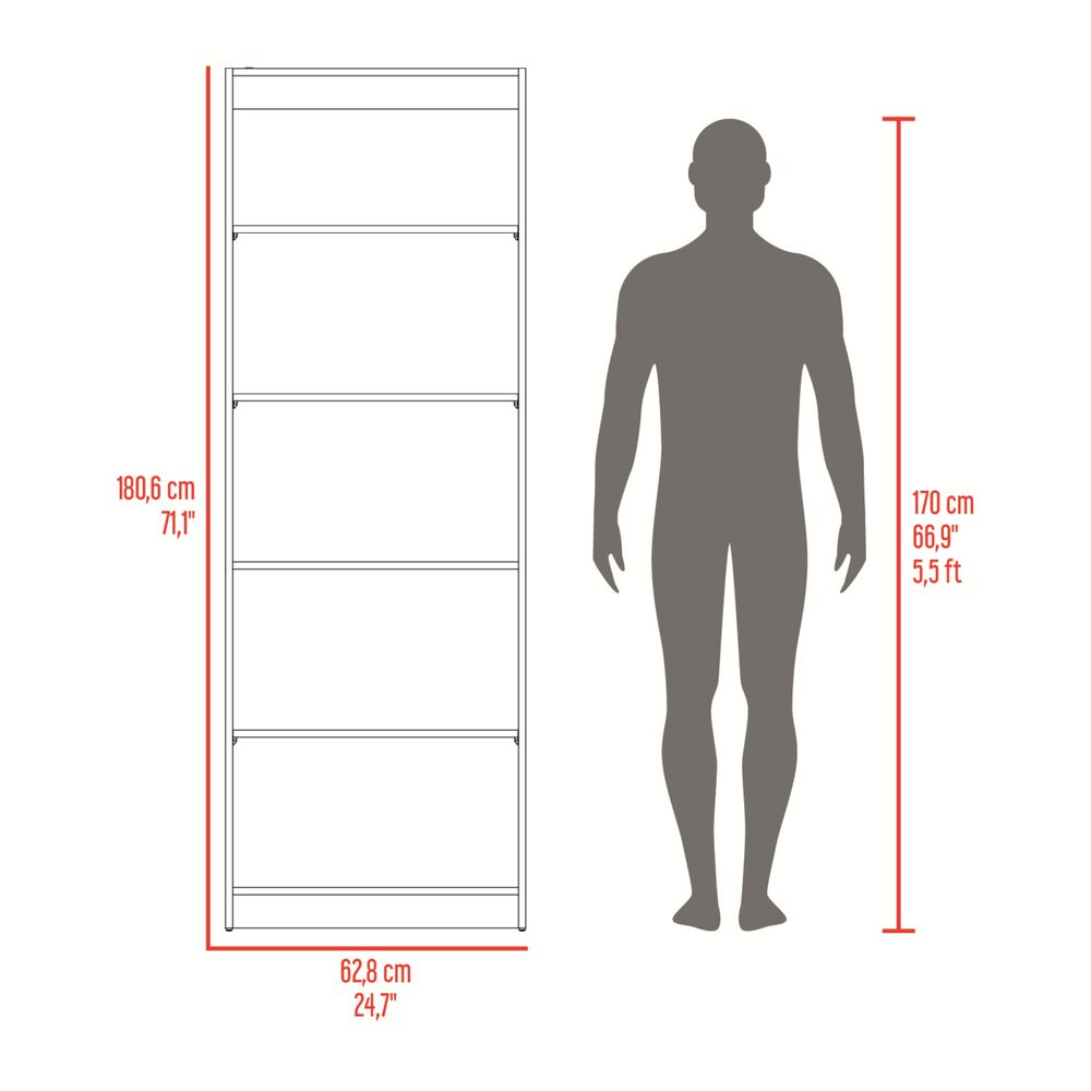 Estante Organizador De Libros 180,6x62,8x29,9 Cm Negro Y Caf&eacute; Claro image number 6.0
