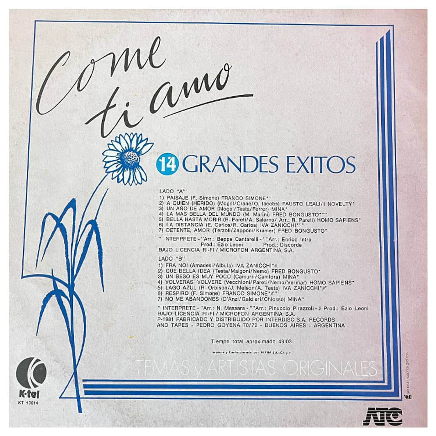 Come Ti Amo - 14 Grandes Exitos Originales | Vinilo Usado image number 1.0