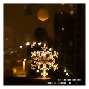 L&aacute;mpara Led Ventosa Con Pilas Forma Copo Simple Decoraci&oacute;n