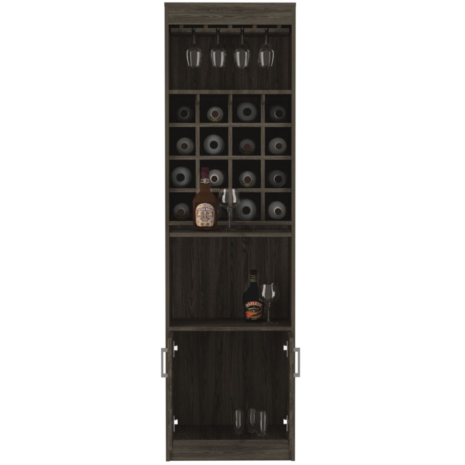 Bar Alto 2 Puertas 16 Botelleros Caf&eacute; Oscuro 180 Cm X 32 Cm X 51 Cm image number 2.0