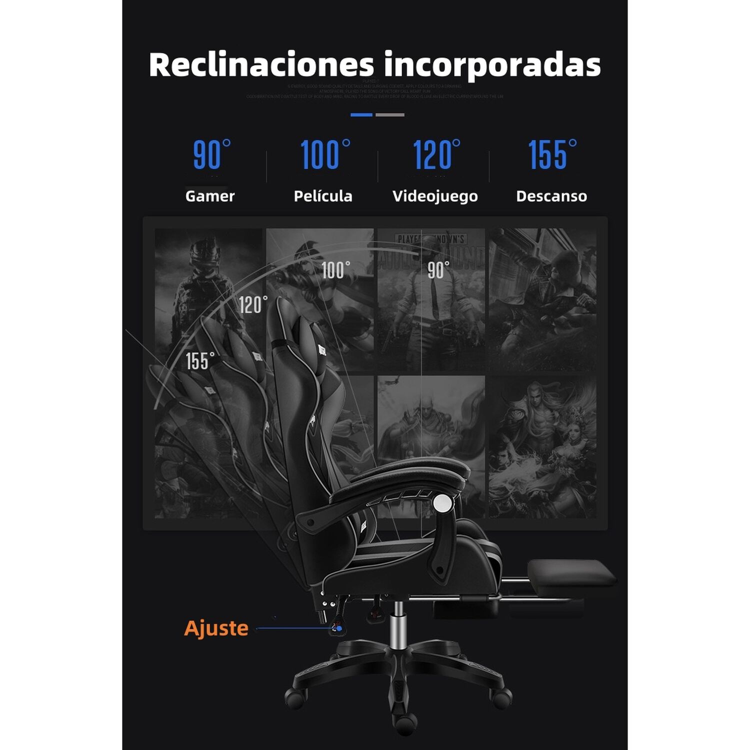 Silla Gamer Reclinable Y Reposa Pies Energy Rosada Lubabycas image number 3.0