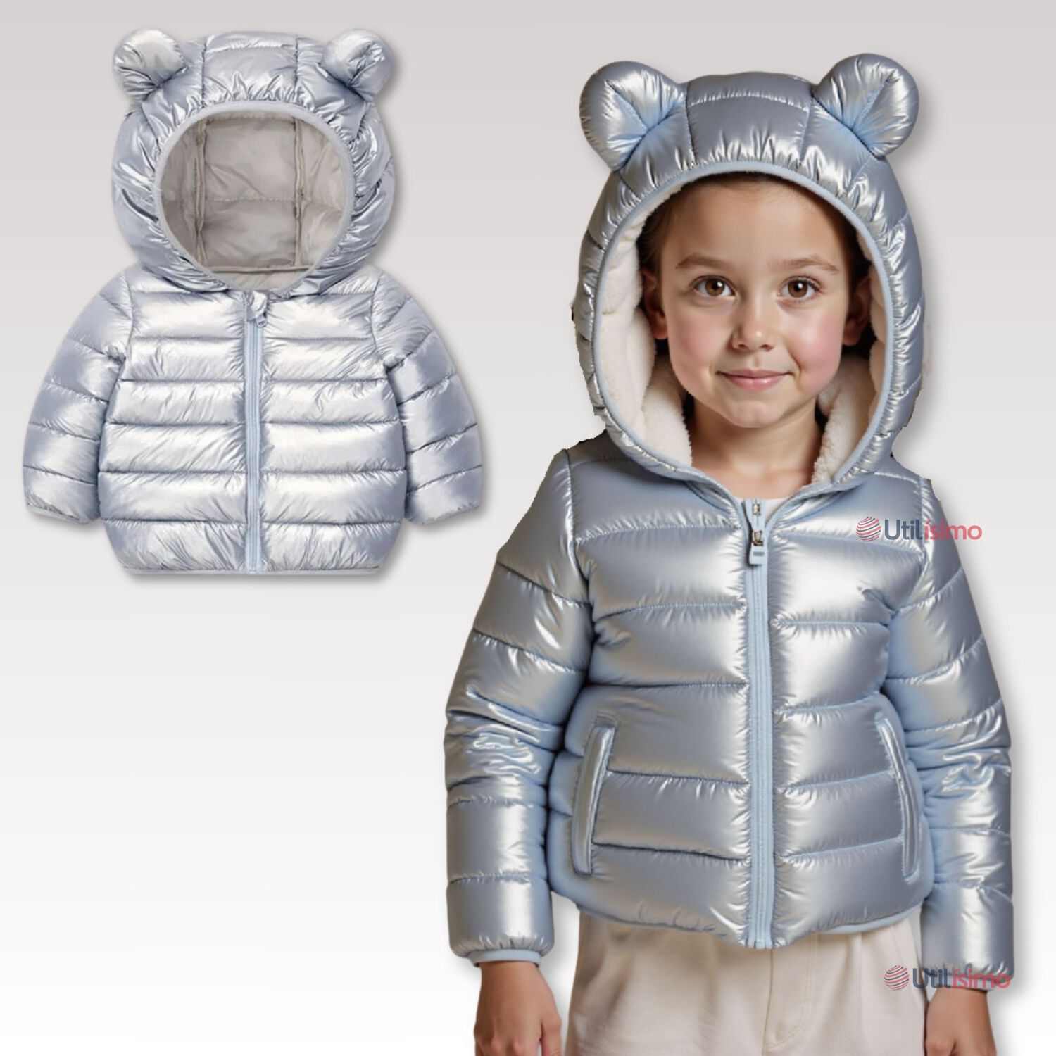 Parka Con Capucha Manga Larga Ni&ntilde;o Y Ni&ntilde;a Jump Kids Metallic Gray image number 0.0