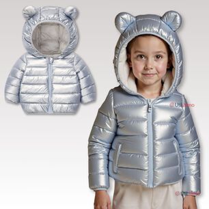 Parka Con Capucha Manga Larga Ni&ntilde;o Y Ni&ntilde;a Jump Kids Metallic Gray