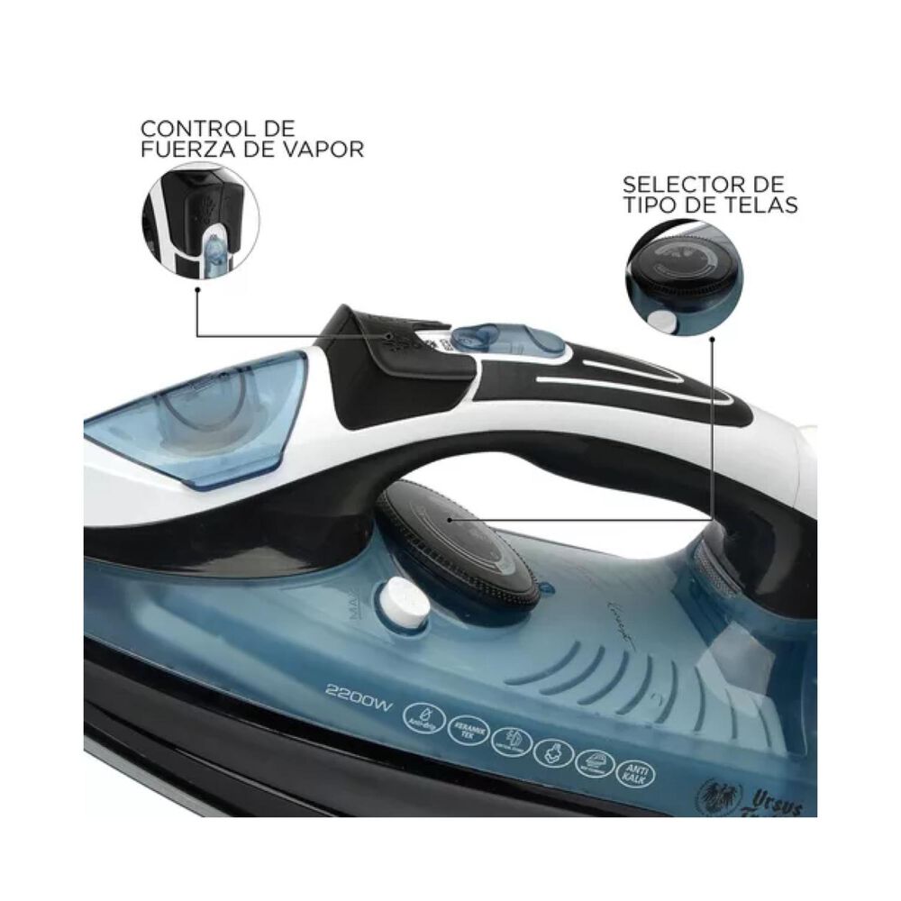 Plancha A Vapor 2200w 260ml Azul Ut-keramik1 Ursus Trotter image number 2.0