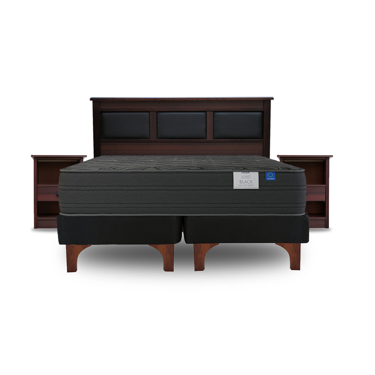Cama Europea Flex Black / King / Base Dividida + Set de Maderas Argos image number 0.0