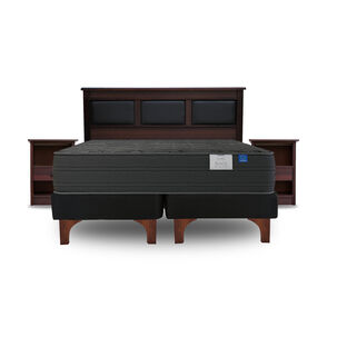 Cama Europea Flex Black / King / Base Dividida + Set de Maderas Argos