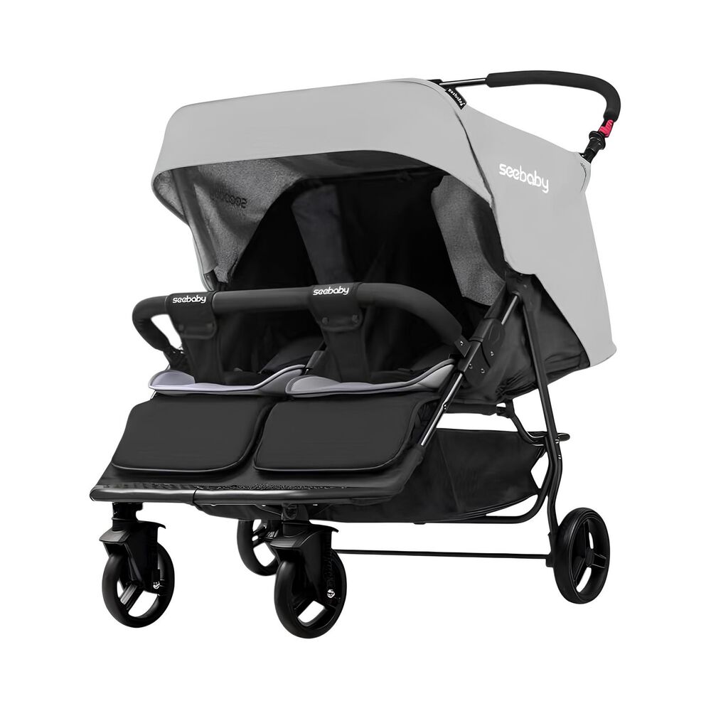 Coche Doble Reclinable 4 A&ntilde;os Seebaby Gris Lubabycas image number 0.0