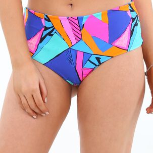 Bikini Calzón Colaless Tiro Alto Estampado Azul