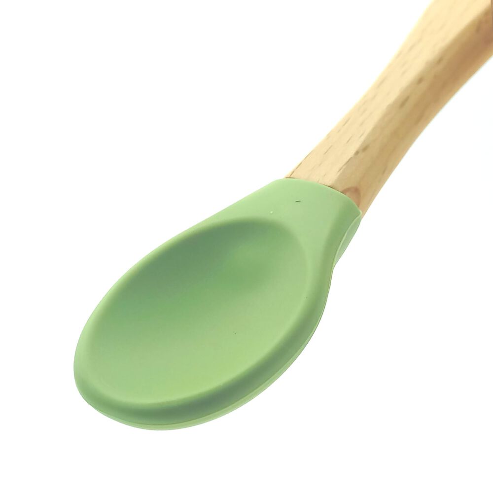 Plato Silicona Con Cuchara Verde Oliva image number 4.0