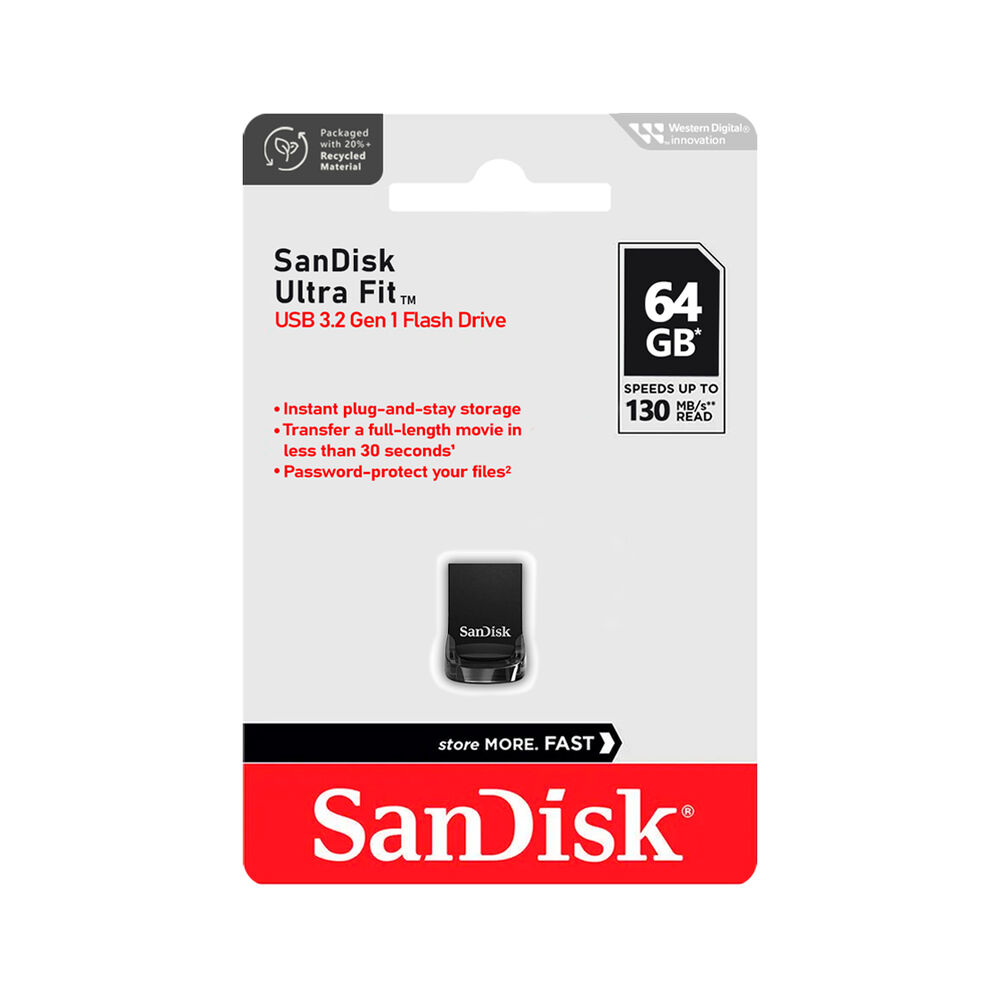 Pendrive Sandisk Usb 3.2 64gb Ultra Fit 130mb/s Mac Windows image number 5.0