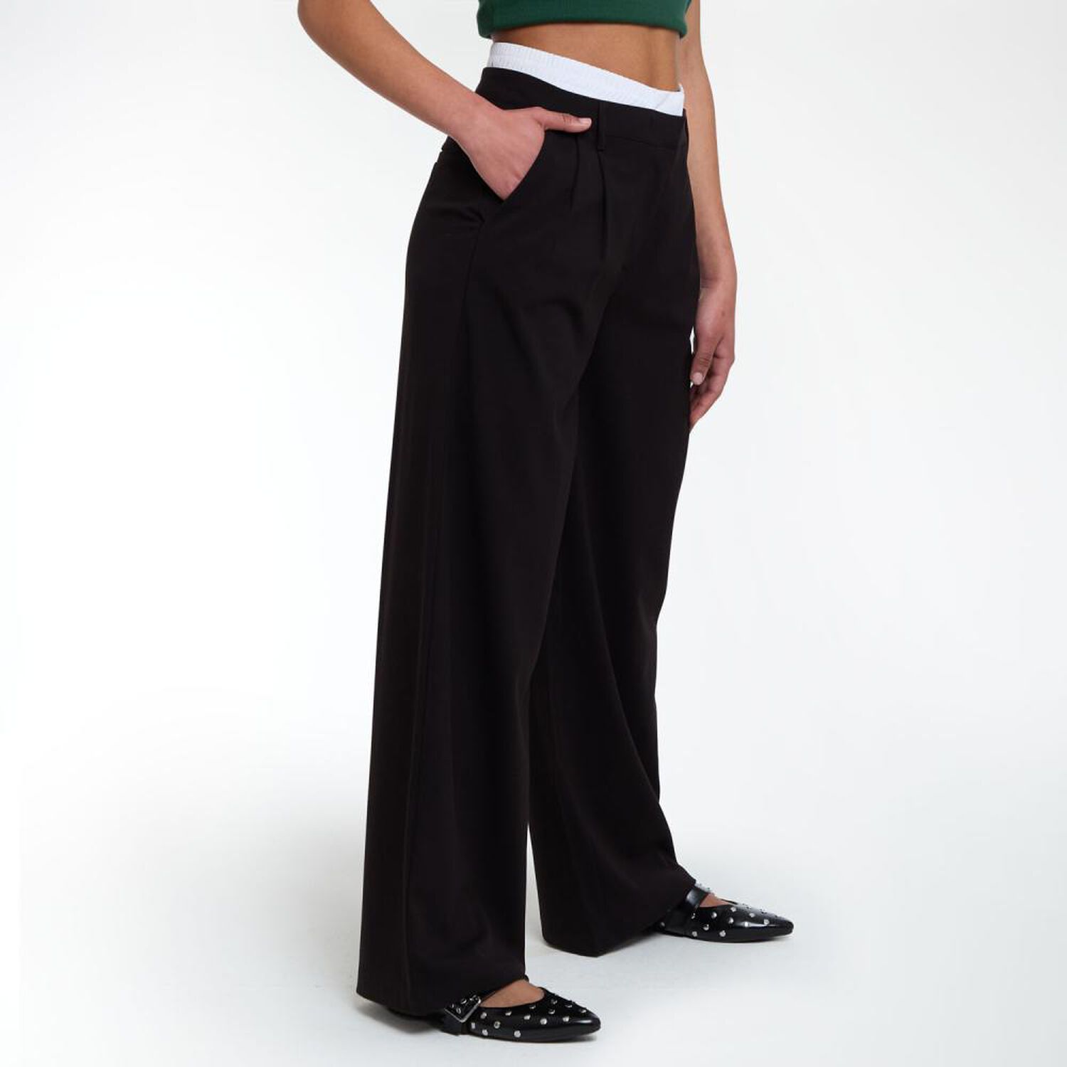 Pantal&oacute;n Sastrero Doble Pretina Tiro Medio Relax Mujer Rolly Go image number 2.0