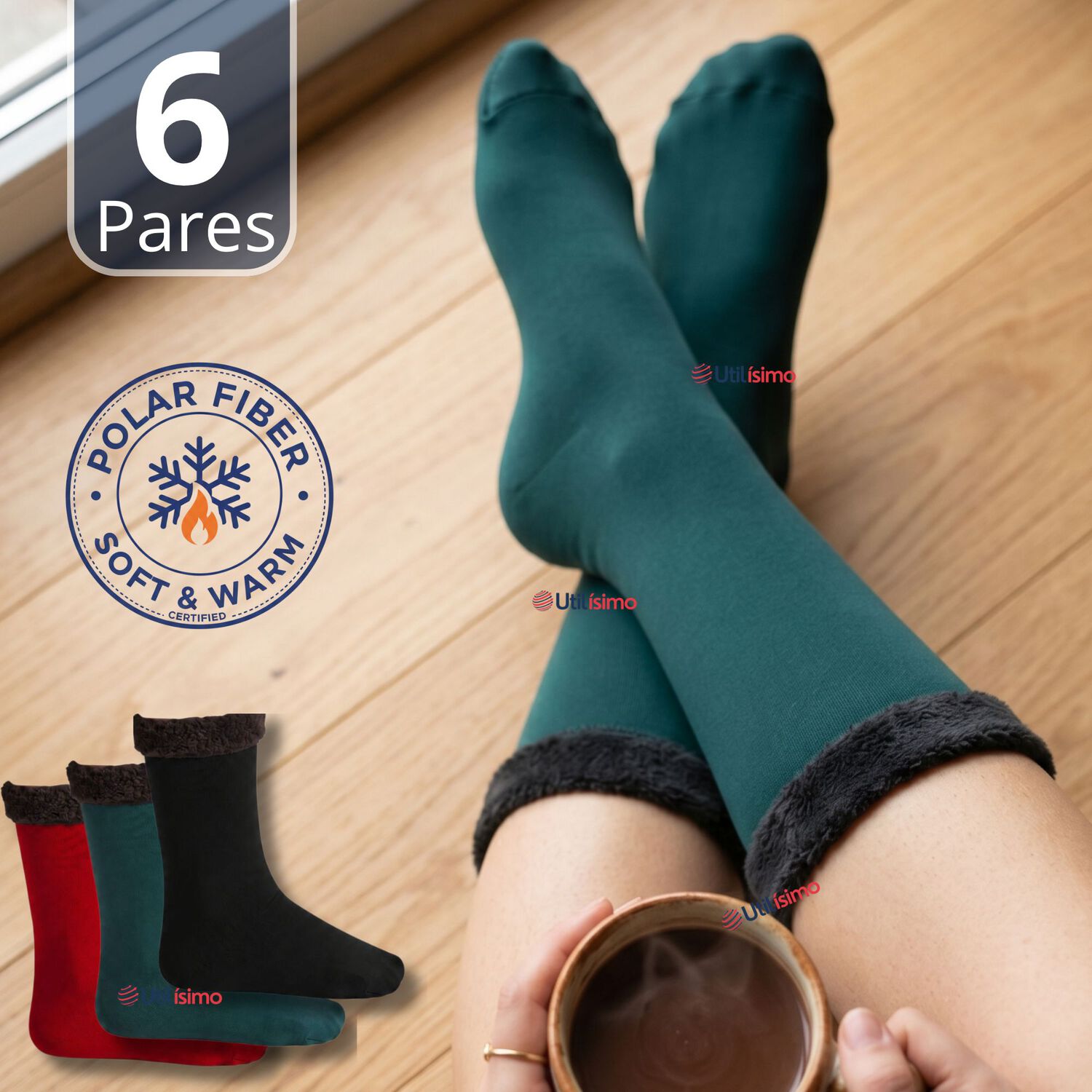 Pack 6 Pares Calcetines Chiporro Mujer Surtidos Ultra T&eacute;rmico Invierno Polar Unicolor image number 0.0