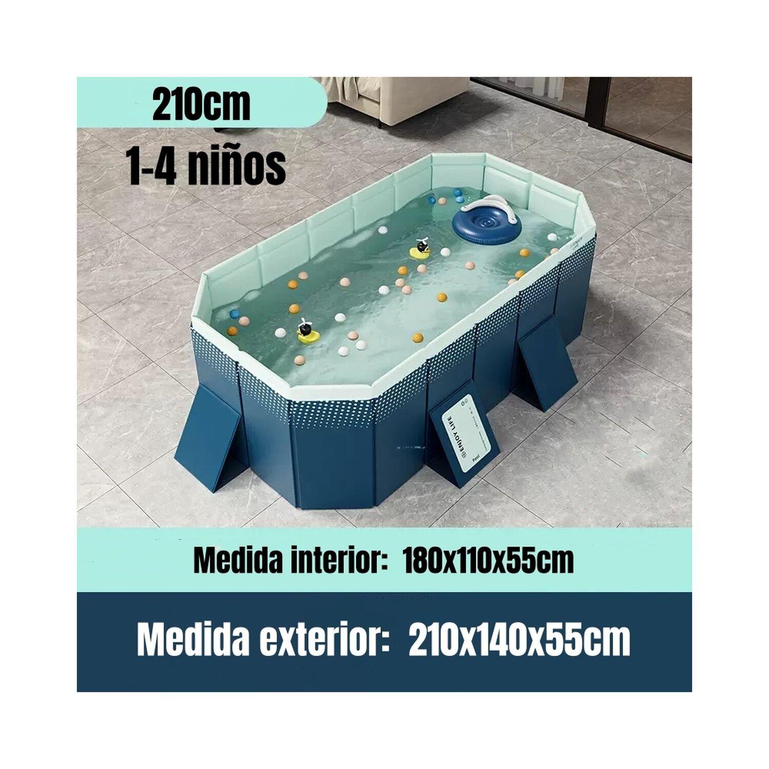 Piscina Plegable No Requiere Inflado 210cm Ni&ntilde;os Lubabycas image number 1.0