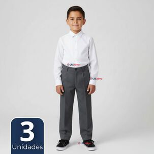 Pak 3 Pantal&oacute;n Escolar Colegio Cl&aacute;sico Gris Ni&ntilde;o Juvenil
