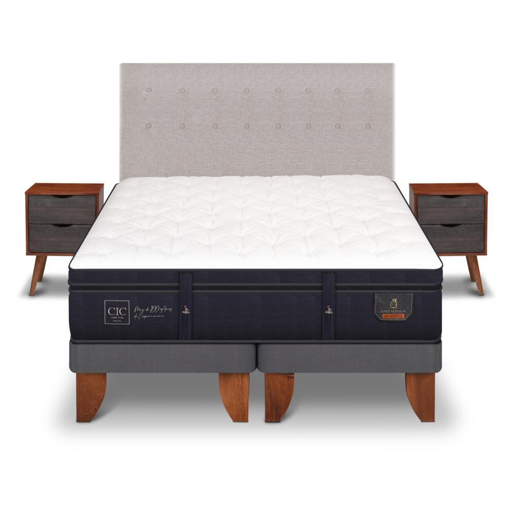 Cama Europea Cic Super Premium / King / Base Dividida + Set De Maderas image number 0.0