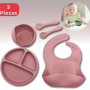 Set De Alimentaci&oacute;n Beb&eacute; Silicona 5 Piezas Libre Bpa Colores Surtidos