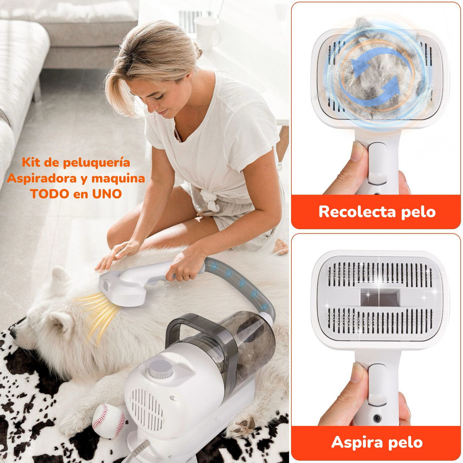 Kit Aseo Aspiradora Cortapelos Profesional 2 En 1 Mascotas image number 6.0