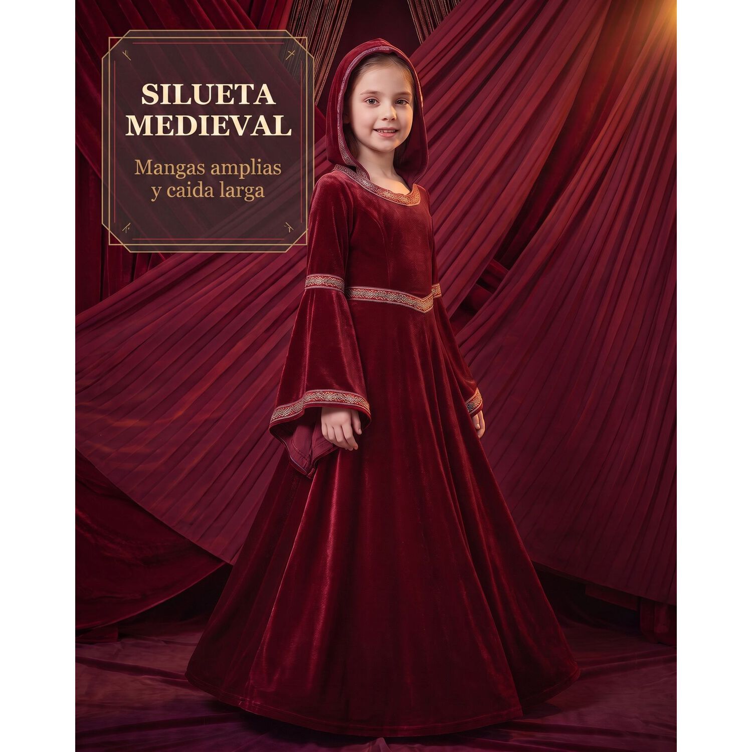 Traje Vestido T&uacute;nica Disfraz Medieval Celta Vikingo image number 62.0