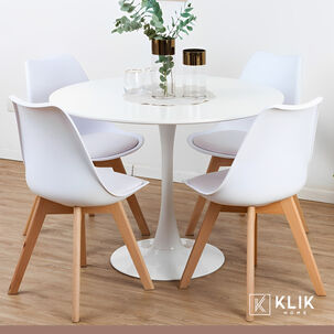 Comedor Mesa Tulip Blanca + 4 Sillas Tulip Blancas