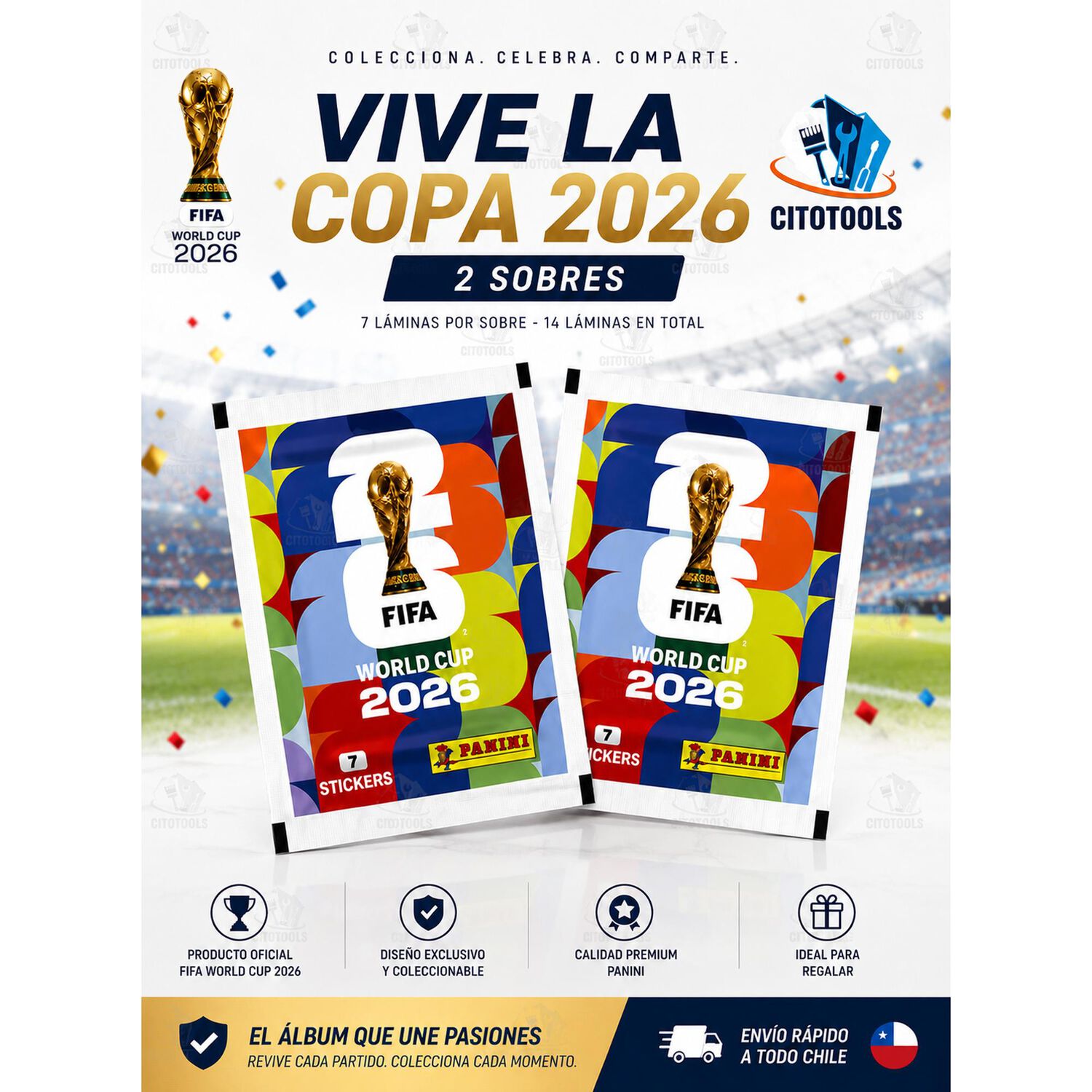 Pack &Aacute;lbum Panini Tapa Blanda 2026 + 2 Sobres Oficiales image number 5.0