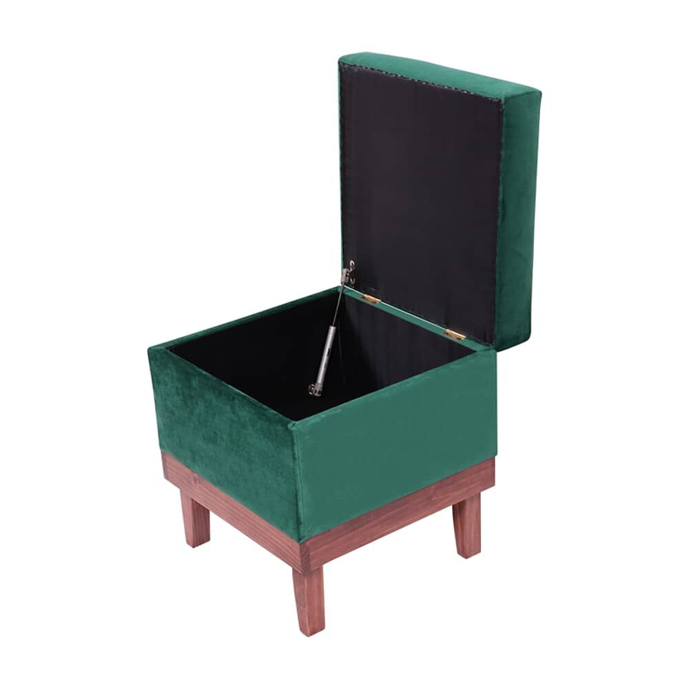 Pouf Ba&uacute;l Emilia Verde Botella Felpa 45x45x46 Cm image number 2.0