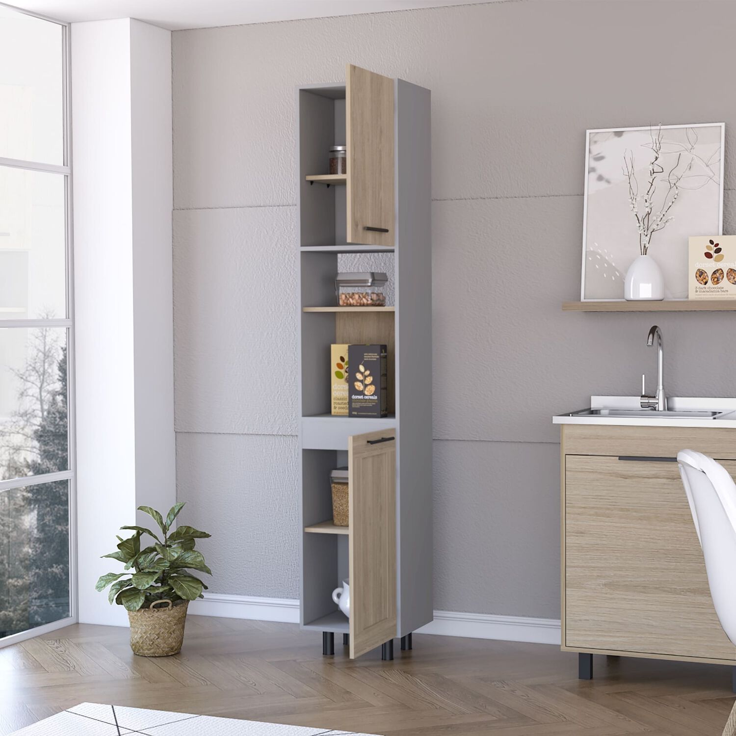 Mueble Despensa 2 Puertas Fm-004g Gris image number 4.0
