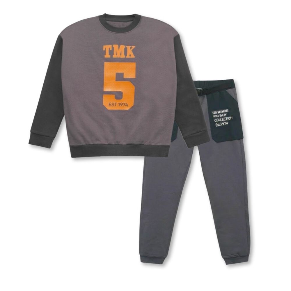 Set 2 Piezas Conjunto Buzo Polerón Niño 100% Algodón Gris Tmk image number 0.0
