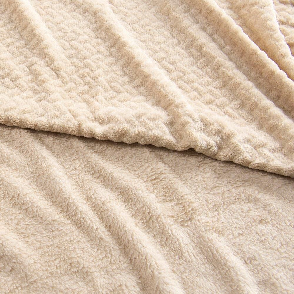Frazada Coral Embossed 2 Plazas Beige image number 1.0