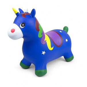 Pony Unicornio Saltarín De Goma Con Sonido Color Azul Niños